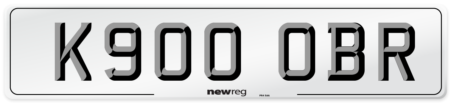 K900 OBR Number Plate from New Reg